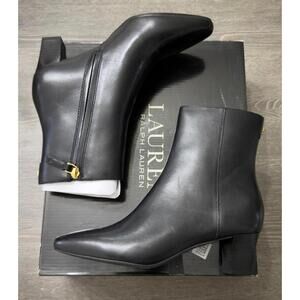 Lauren Ralph Lauren Willa Black Leather Boots Women Size 5